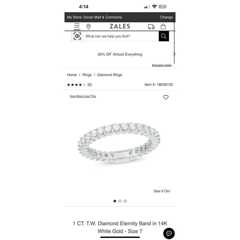 Zales Eternity Band Ring with 1 carat diamonds all around beautiful engagement